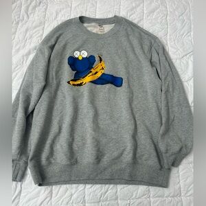 Uniqlo Gray Kaws+Warhol Sweatshirt with Yellow Detail